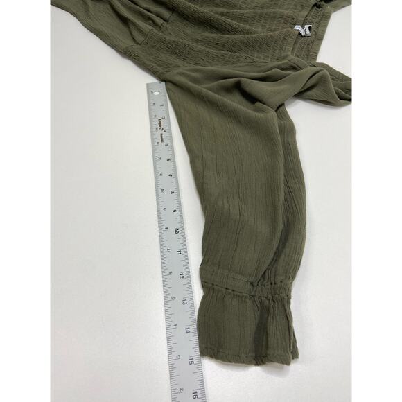 Sonoma Goods for Life Smocked Long Sleeve Blouse Pullover Olive Plus 0X Boho - Picture 6 of 7